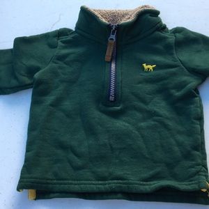 12 mo.  green half zip sweatshirt &  fleece